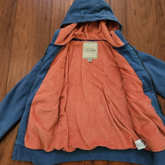 LUCKY BRAND GIRL'S PLUSH-LINED FULL ZIP HOODIE GLITTER DRAGONFLY FRONT D… - Picture 3 of 7